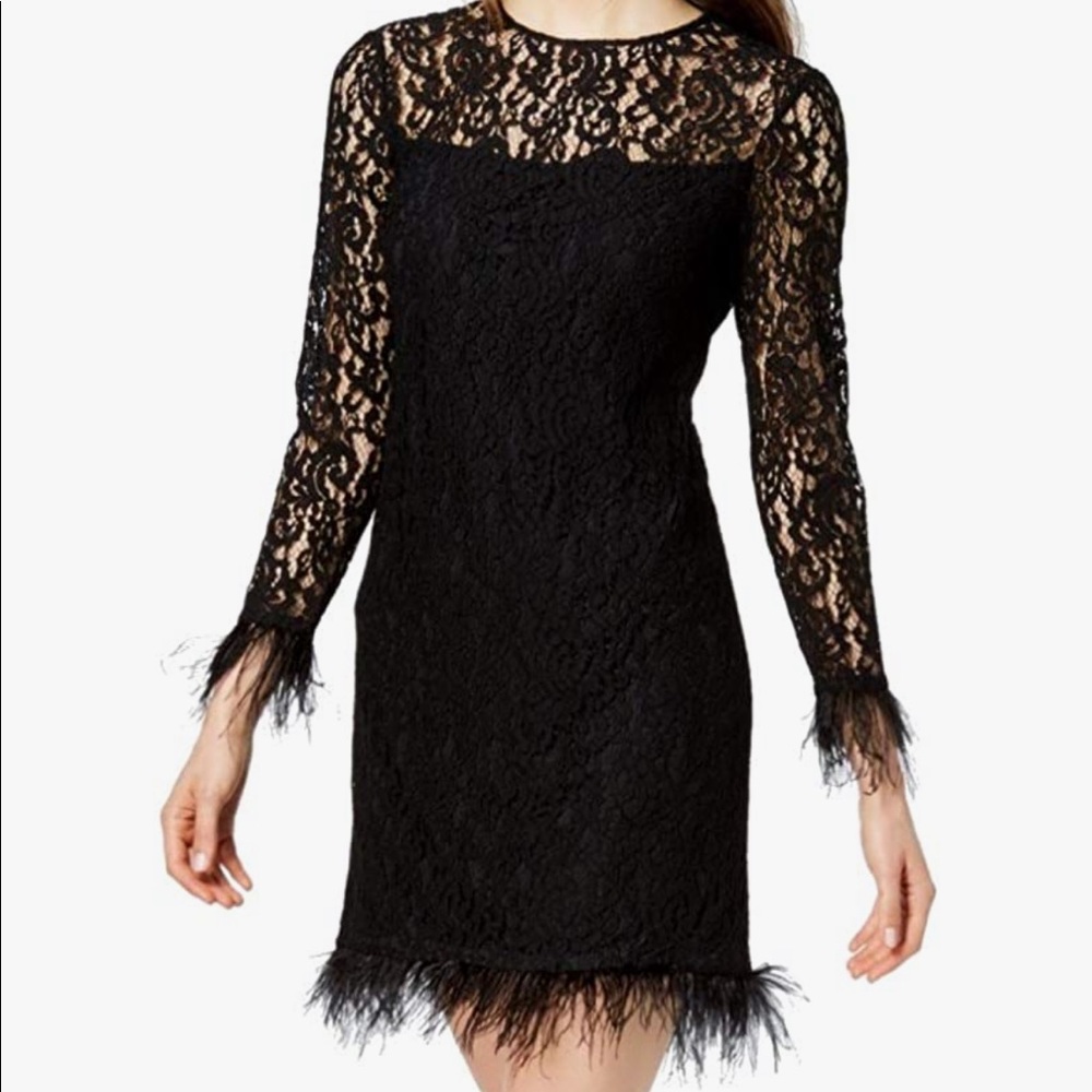 NWT Calvin Klein Lace Feather Trim Dress